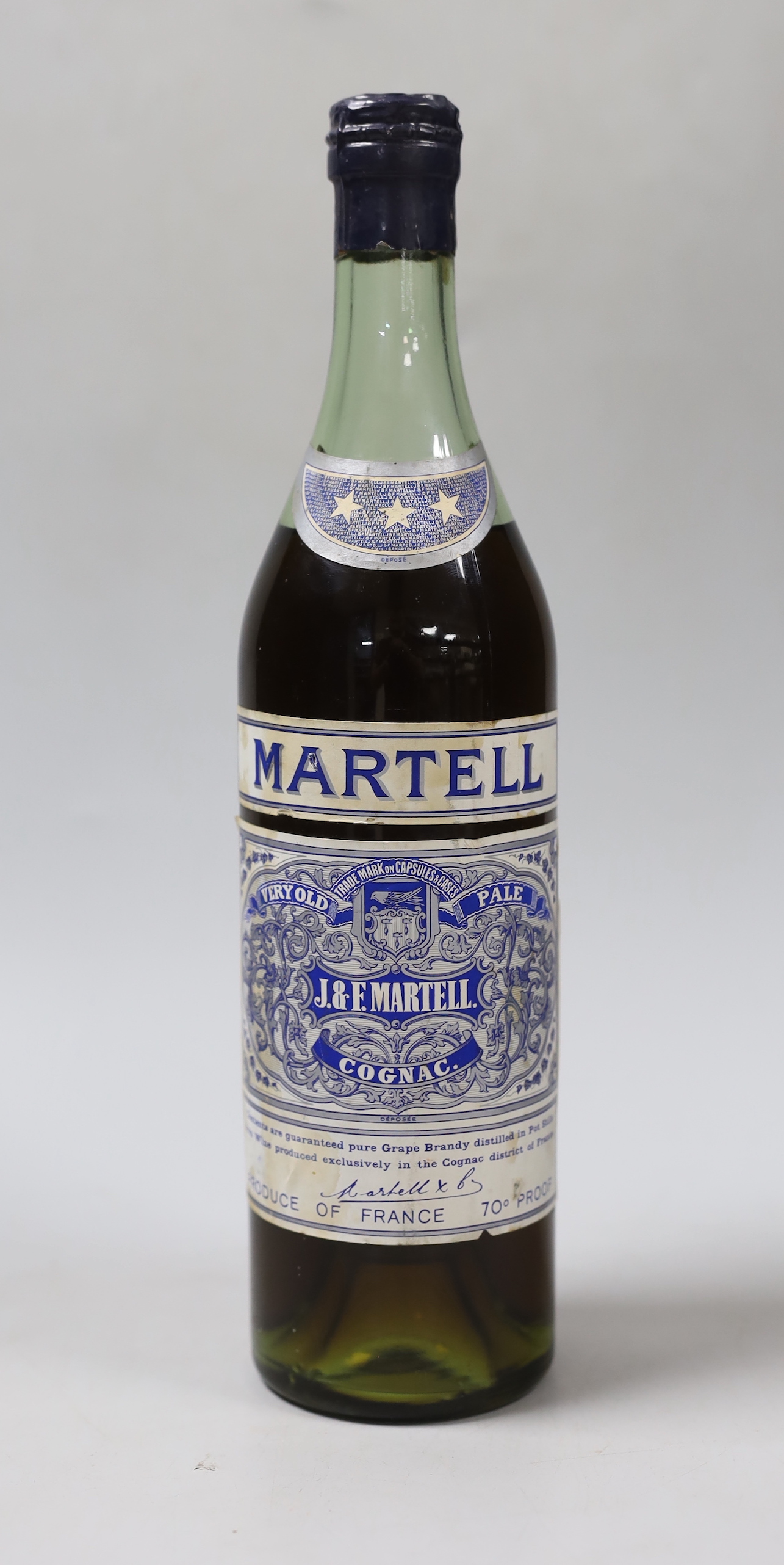 One bottle of Martell Cognac, 70% proof